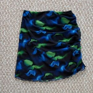 Blue and Green Mini Skirt